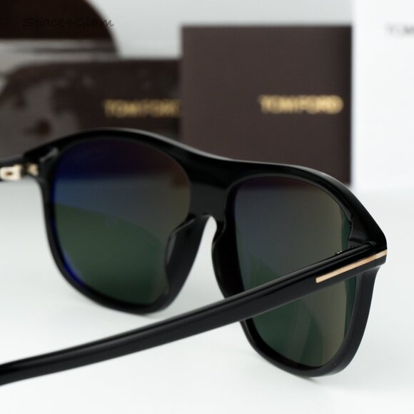 BRAND NEW Tom Ford Women Sunglasses Black Green Polar Pilot PRESCOTT FT1027 01R main image 10